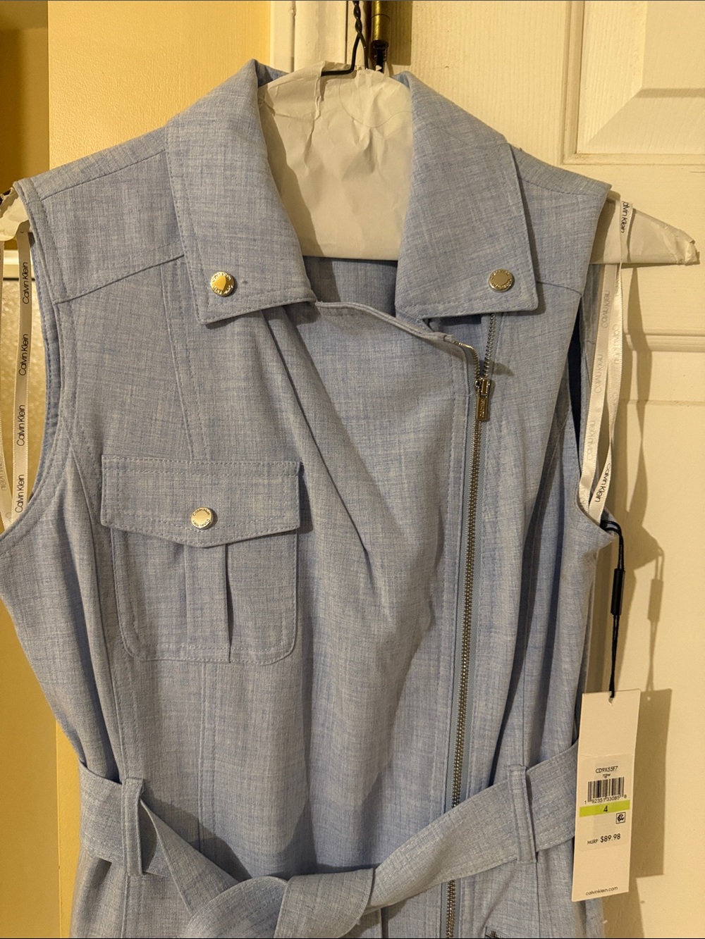 Sleeveless Tie-Waist Jumpsuit Dress - Light Blue - Picture 4 of 6